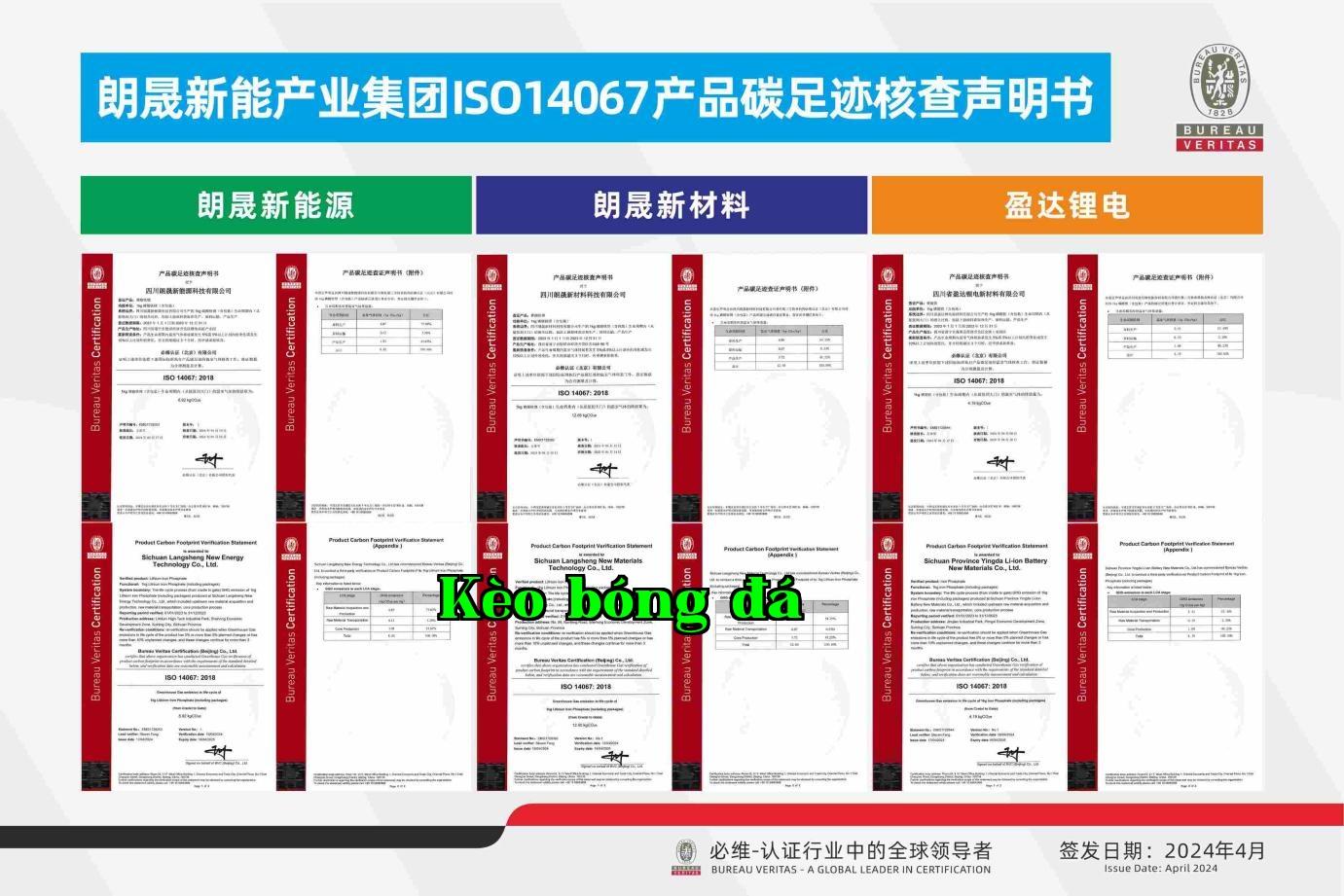 Tuyên bố xác minh dấu chân carbon sản phẩm nhóm ngành năng lượng mới Langsheng theo tiêu chuẩn ISO14067